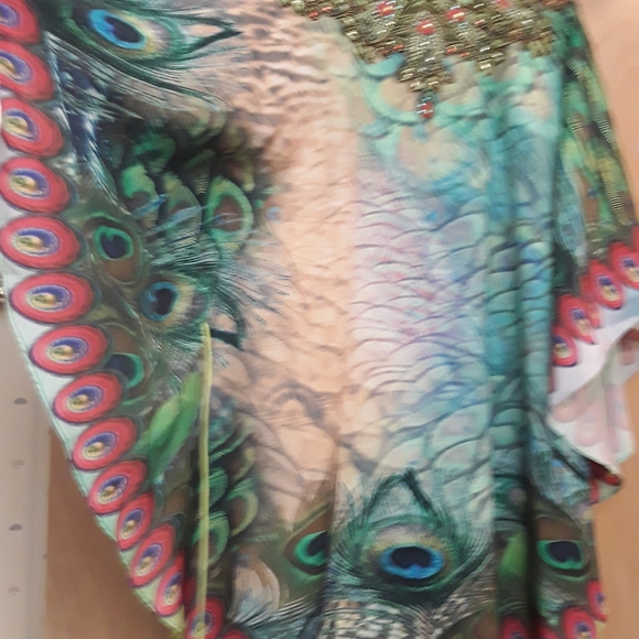 Embroidered Peacock batwing kaftan Kashkha - Picture 10 of 12